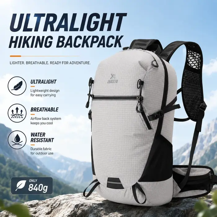 Sac à dos de randonnée 28L avec sac banane, léger, imperméable, sangle à coussin d'air, sac à dos multifonctionnel pour la randonnée en plein air et le camping