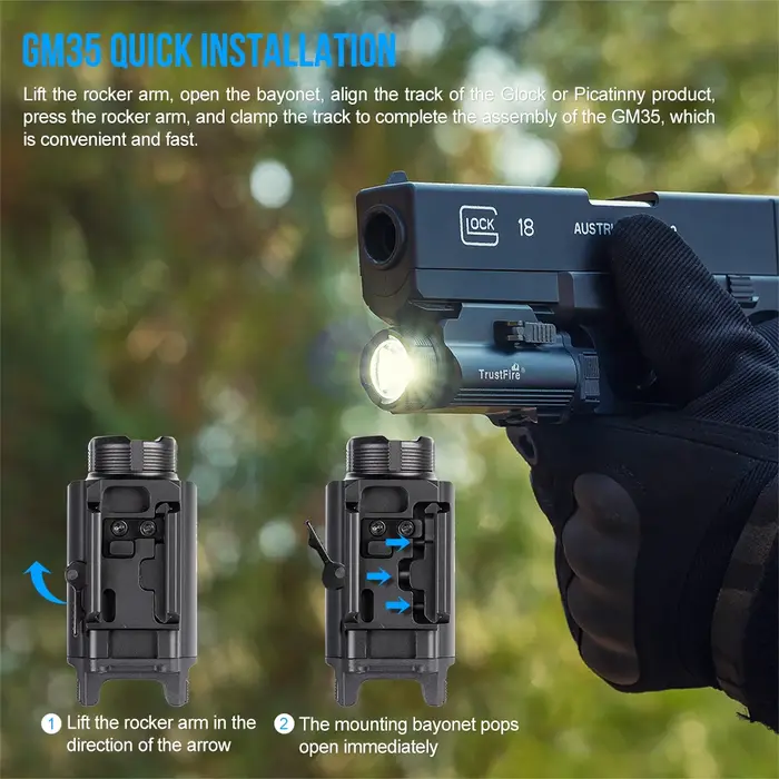 Trustfire GM35 lampes de poche tactiques LED Mini pistolet lumières 1350Lumens USB Rechargeable pist