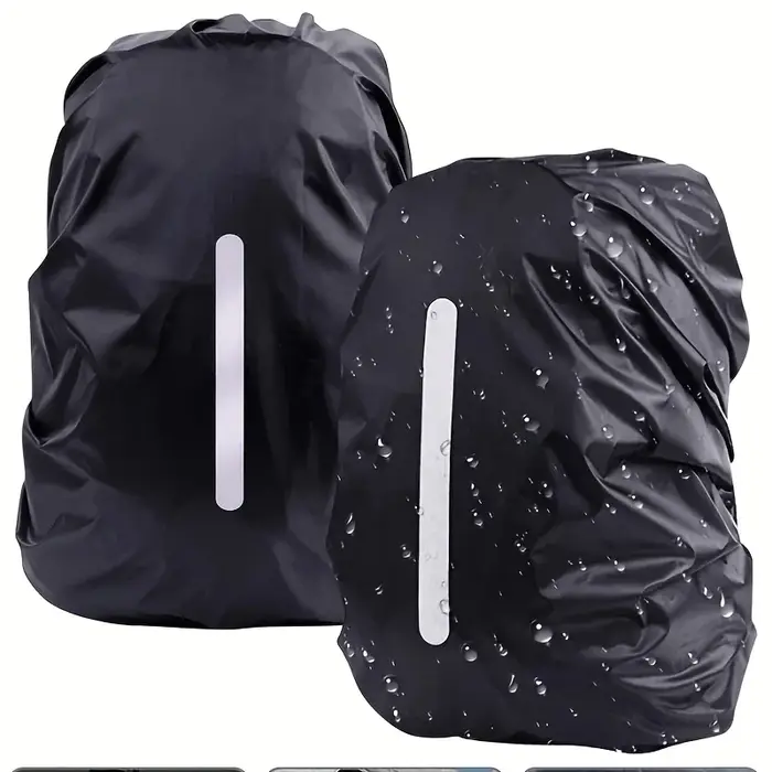 Sac à dos pliable noir 20-70L avec bande réfléchissante