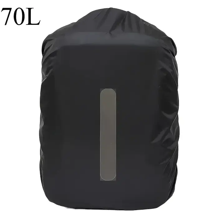 Housse de pluie pliable noire 20-70L pour sac à dos avec bandes réfléchissantes – Idéale pour la randonnée