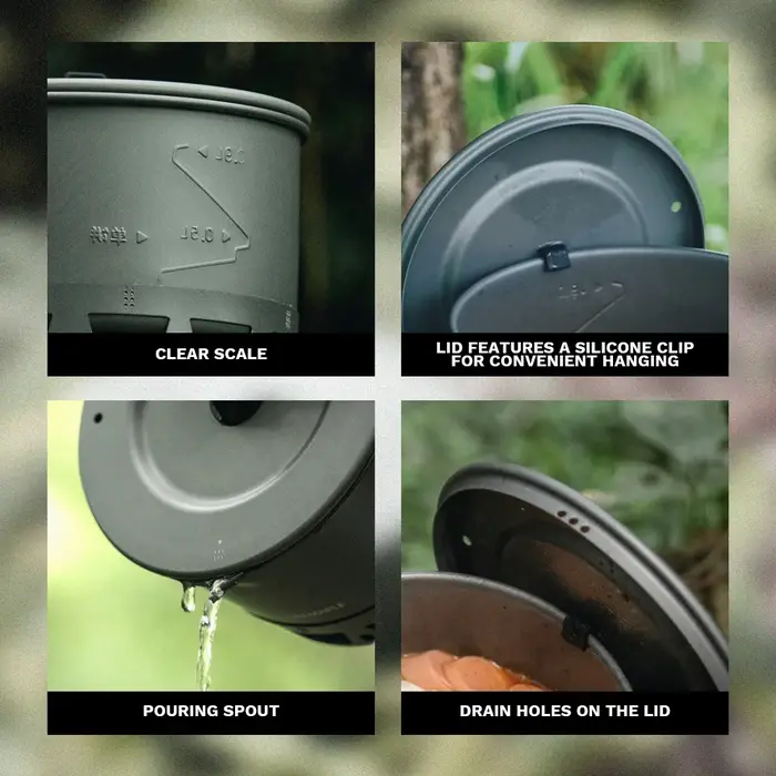 Pot Ramen Petrel en érable de feu, échangeur de chaleur ultraléger, Pot Portable léger pour randonné