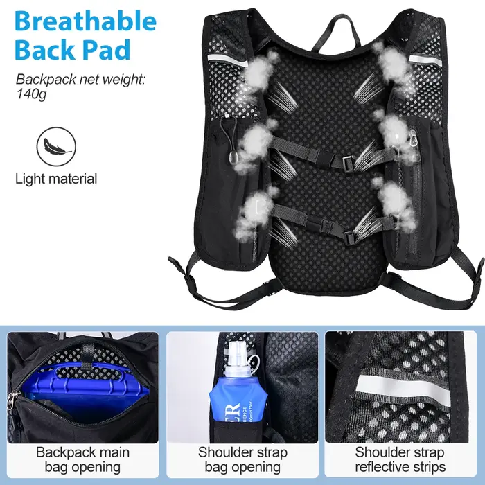 NEWBOLER – sac à dos de course sur sentier, gilet d'hydratation Ultra léger, Pack fonctionnel respirant pour Marathon, cyclisme, randonnée