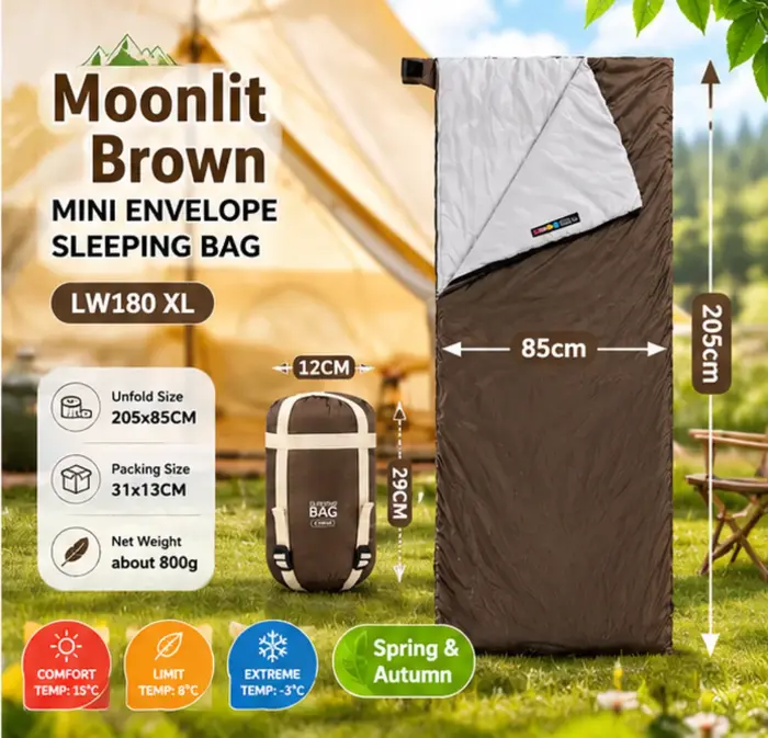 Sac de couchage de camping compact et léger, sac de couchage de voyage ultraléger, design enveloppe 