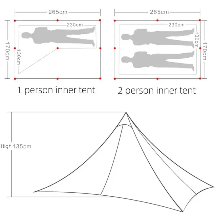 ASTA GEAR Fengyin2 tente pyramide extérieure ultralégère 20D