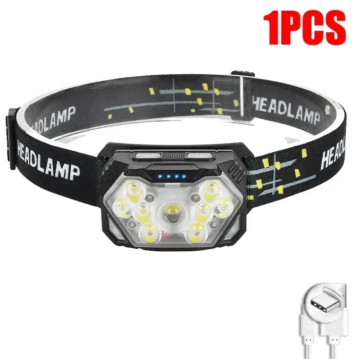 9 Led lampe frontale forte USB rechargeable capteur de mouvement phare Portable pêche Camping lampe 