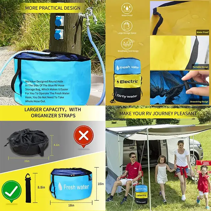 Sac de rangement pour tuyau d'eau pour camping-car