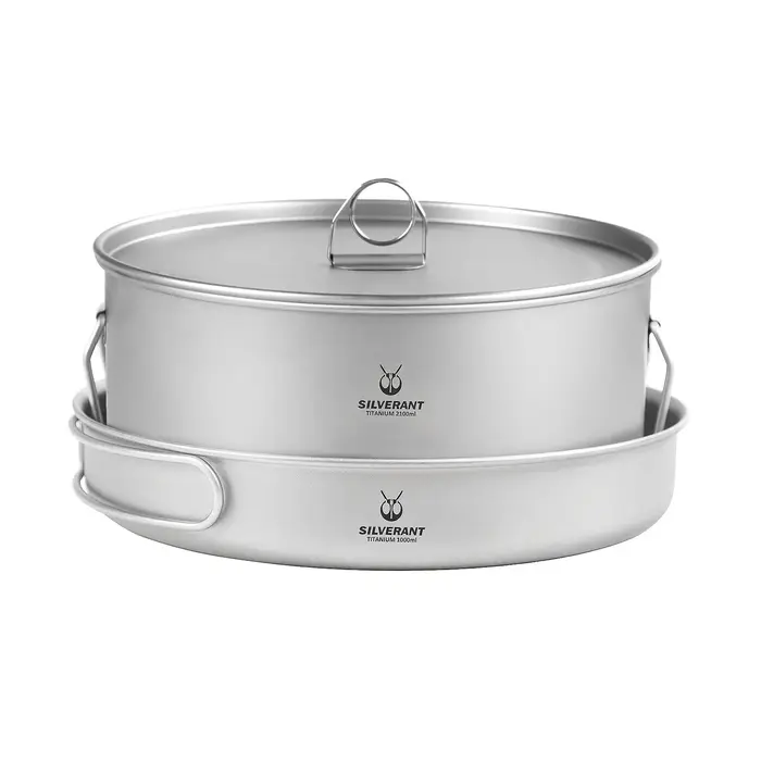 Ensemble de casseroles et poêles à frire en titane, grande batterie de cuisine de camping en plein a