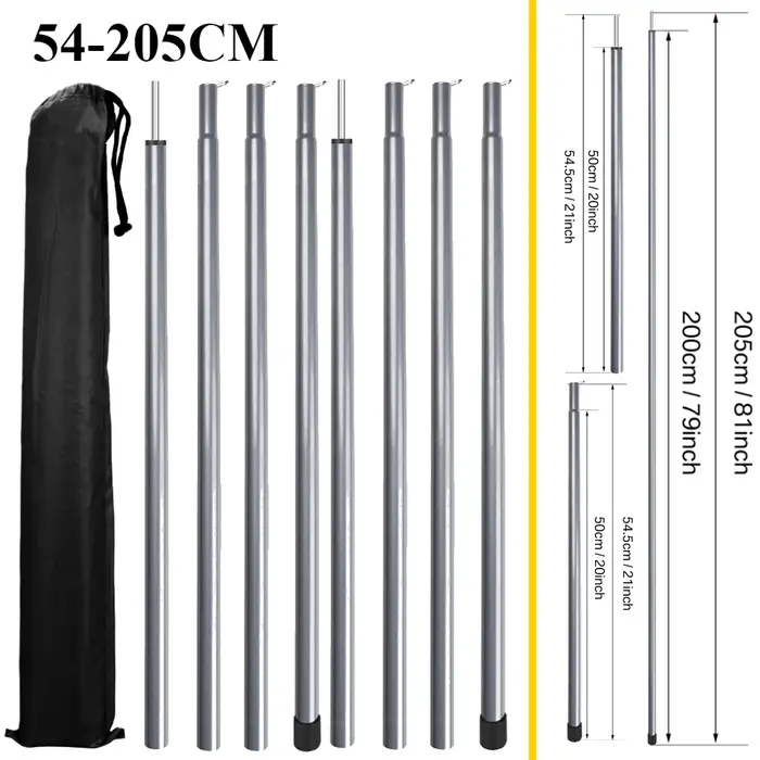 Poteaux de tente, poteaux de Camping pour bâche, auvent, abri, voile solaire, bâche, salle de tête, 