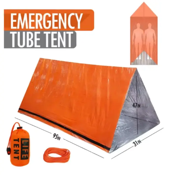 Kit de tente de survie pour 2 personnes, abri d'urgence, Bivy, Tube Mylar, sac de couchage, imperméa