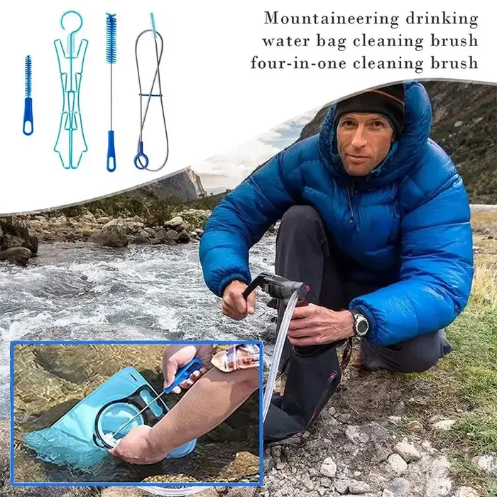 Kit de nettoyage de vessie d'eau d'hydratation 4 pouces, outil de nettoyage de sac d'eau multifonction, outils de Camping en plein air pour vessies d'eau