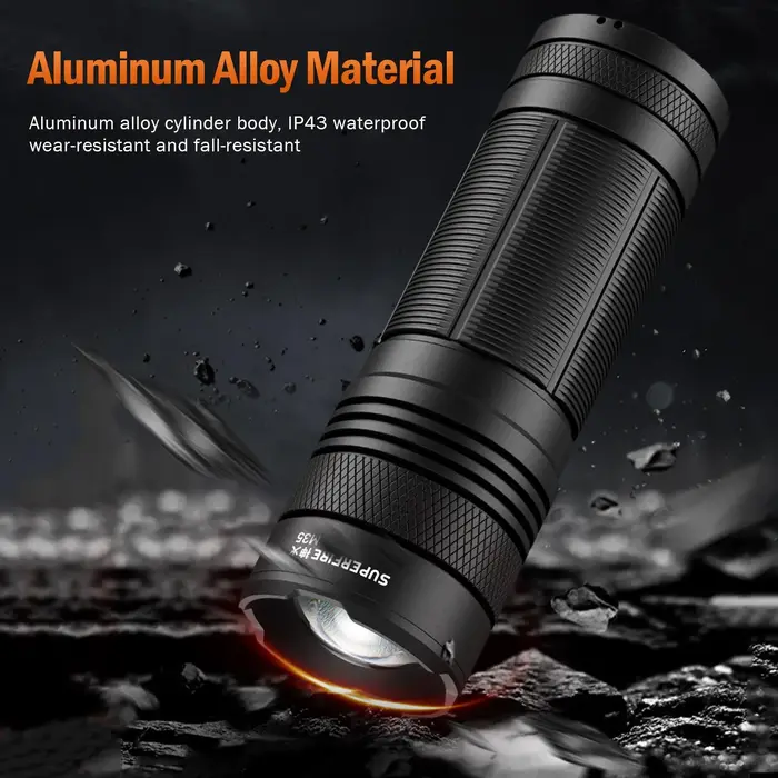 SUPERFIRE M35 7W lampe de poche LED puissante USB-C torche Rechargeable Zoomable lanterne de chasse étanche en alliage d'aluminium lampe à main
