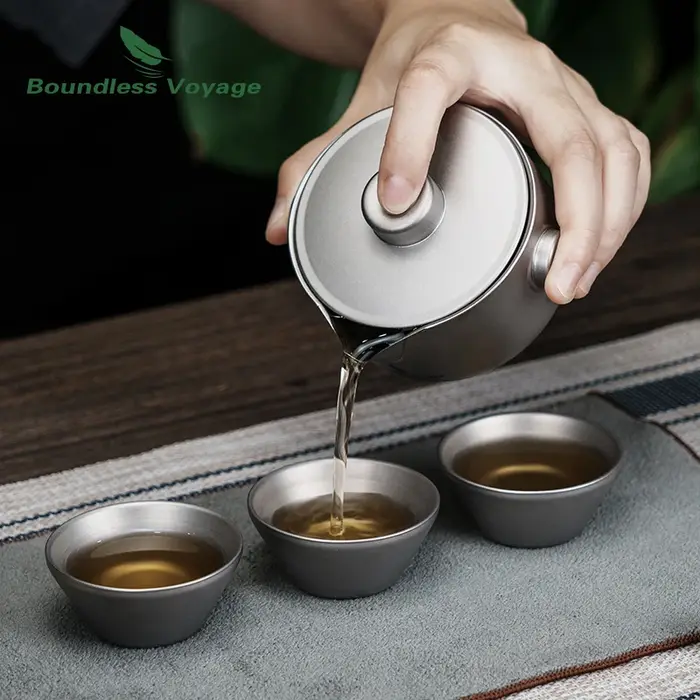 Boundless Voyage-Tasse à café à double paroi, théière en titane avec couvercle et filtre, théière ul