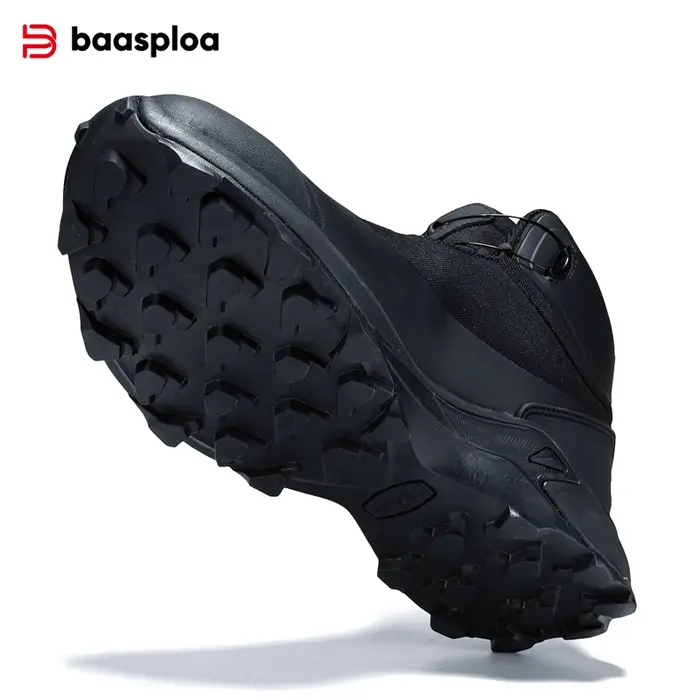 Baasploa hommes chaussures de randonnée anti éclaboussures eau bouton rotatif baskets d'extérieur no