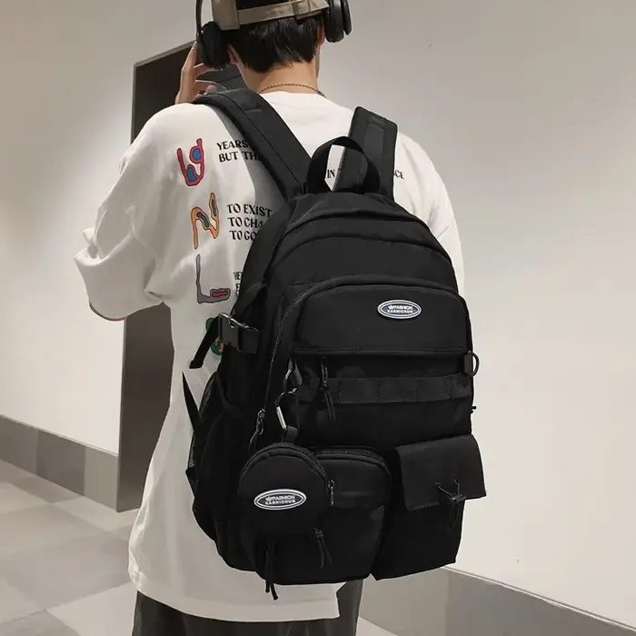 Sac à Dos Noir de Grande Capacité pour Homme et Femme