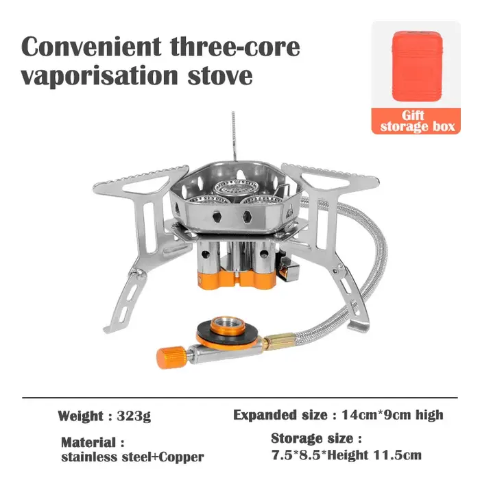 Réchaud à gaz de camping portable, réchaud de camping avec allumage piézo et sac de transport, pour