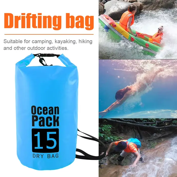 2L 3L 5L 10L 15L sac sec étanche sac de natation pliable sac de rangement de plage kayak Rafting rivière Trekking sac d'eau flottant