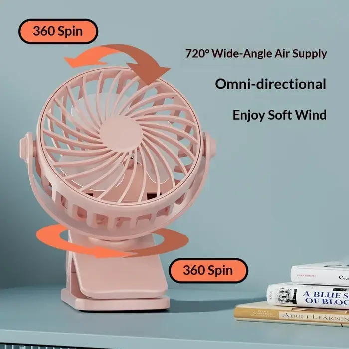 Ventilateur portable rechargeable à clip 720 ° Lampe Haht rotative