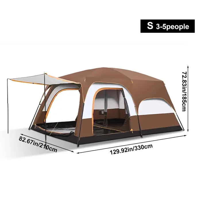 Tente familiale de Camping en plein air pour 3 à 12 personnes, Double couche surdimensionnée, 2 pièc