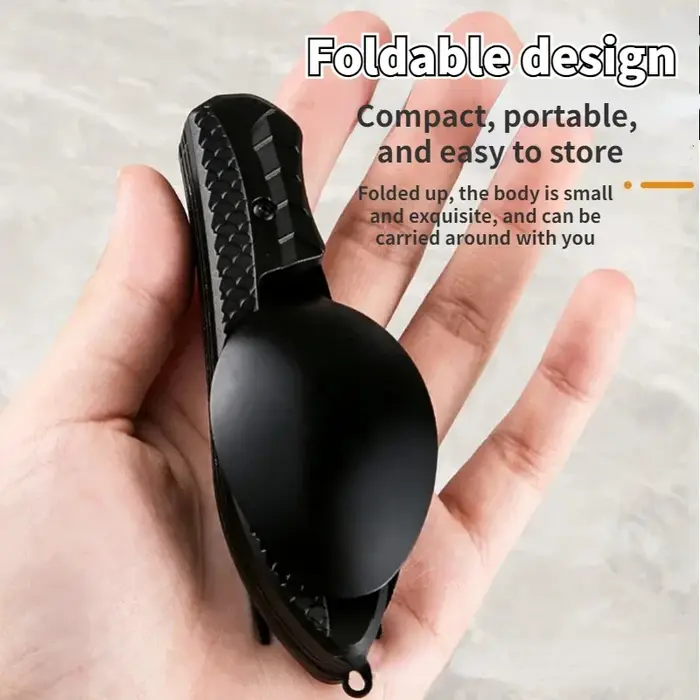 Ustensiles de Camping en plein air portables en acier inoxydable, cuillère pliable, fourchette, cout
