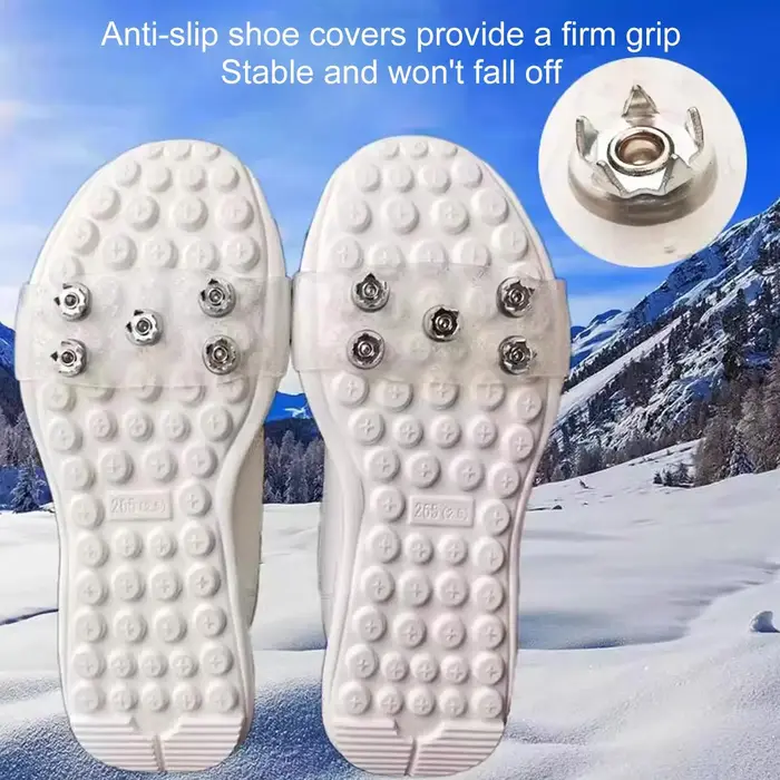 Chaussures à crampons avec 5 crampons en acier, crampons en caoutchouc PET pour la glace et la neige