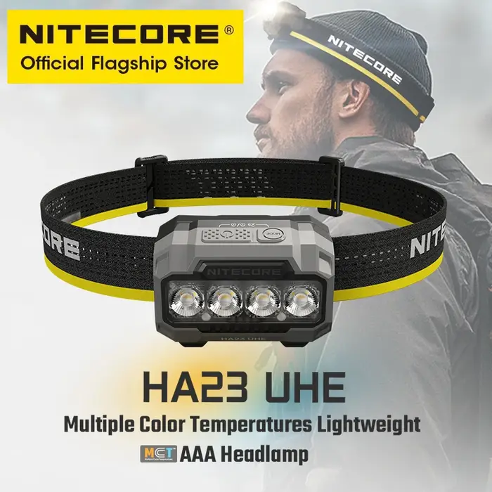 NITECORE HA23 UHE lampe frontale légère AAA 3 températures de couleur 600 Lumens phare IP68 pour course de nuit Camping pêche Trekking