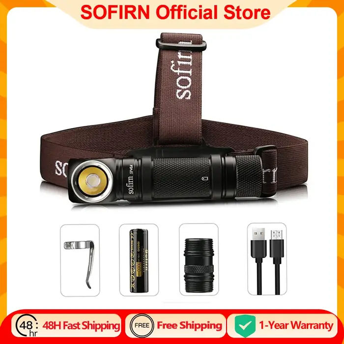 Sofirn SP40A TIR optique lampe frontale LED Rechargeable TN-3535 1200lm 18650 phare 18350 Angle
