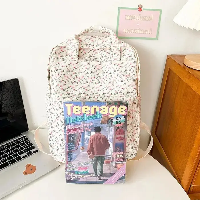Petit sac à dos floral d'art littéraire personnalisé – Style académie japonaise