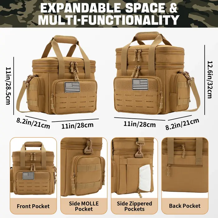 Sac isotherme isolé 18L, boîte à déjeuner tactique pour hommes, extensible, travail, Camping, pique-