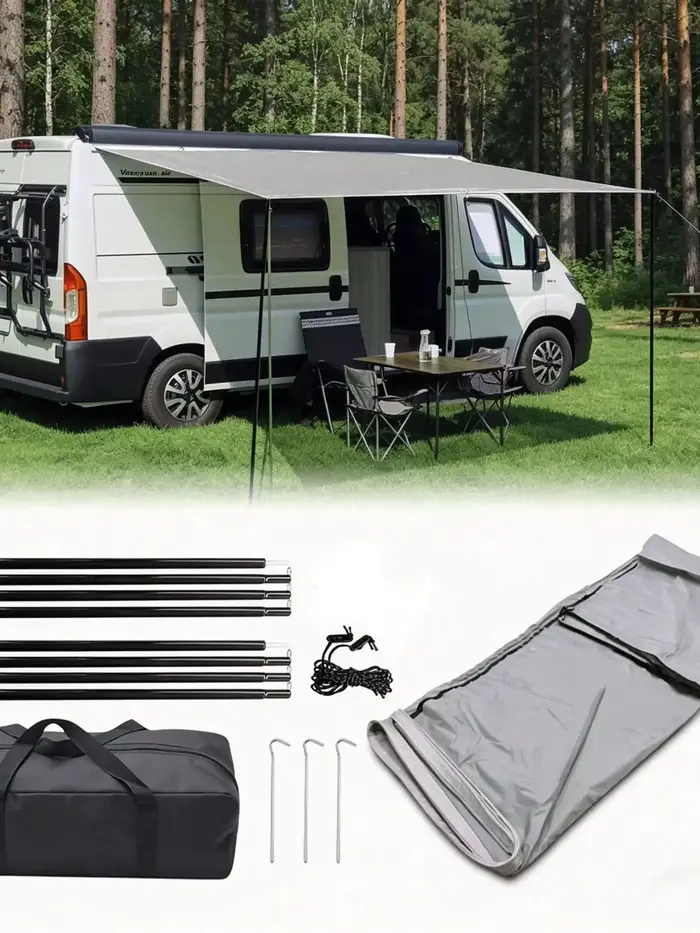 Auvent de camping-car, tente latérale pour caravane, abri de camping extérieur 2,5x2,4m avec sac de rangement pour campeurs, randonneurs, accessoires
