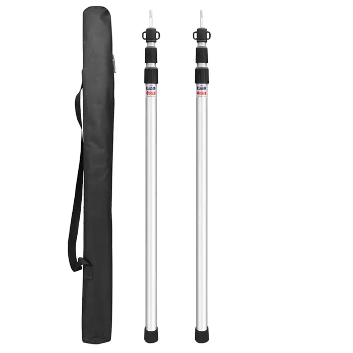 Poteaux de tente télescopiques en aluminium de 2,3 m de haut (lot de 2) – Barres de tente portables et réglables pour abri solaire, auvent et bâche