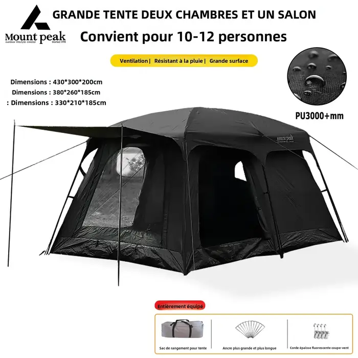 Mount Peak propose des tentes à deux chambres qui peuvent accueillir 5 à 8 personnes