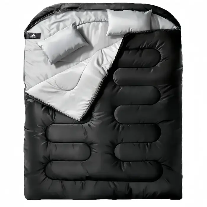 Sacs de couchage doubles pour deux adultes, avec oreiller, toutes saisons, temps froid, maintien au