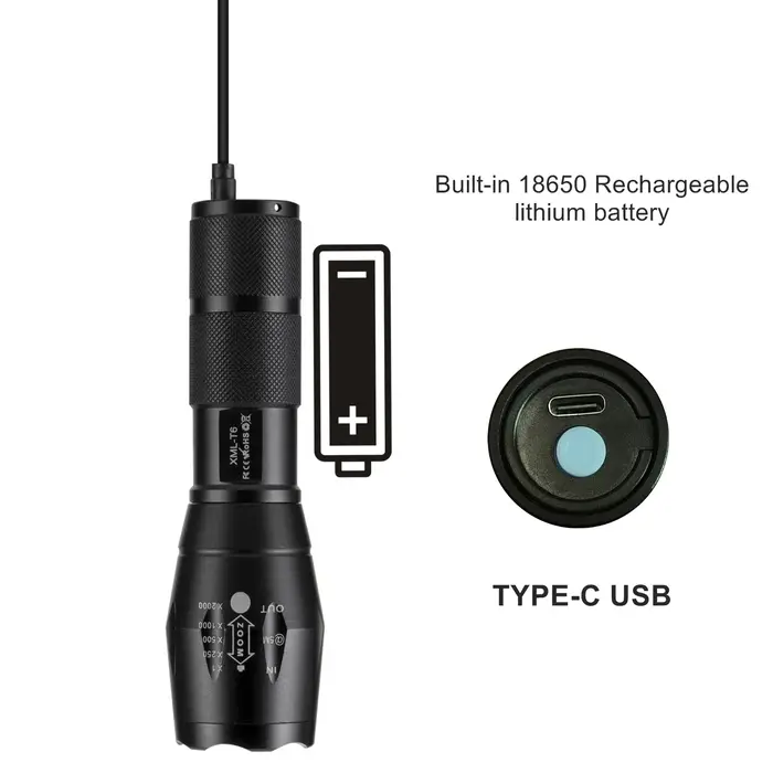 Lampe torche LED Zoom à lumière rouge/verte/bleue