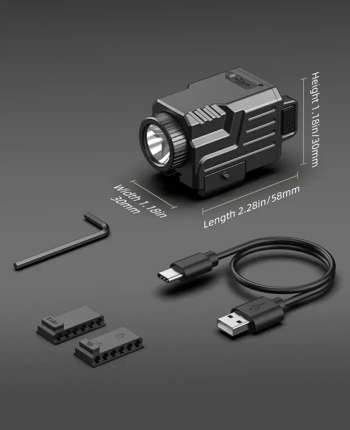 Lampe de poche tactique Ezshoot 800 lumens compact Pistol Light Rechargeable compatible avec Picatin