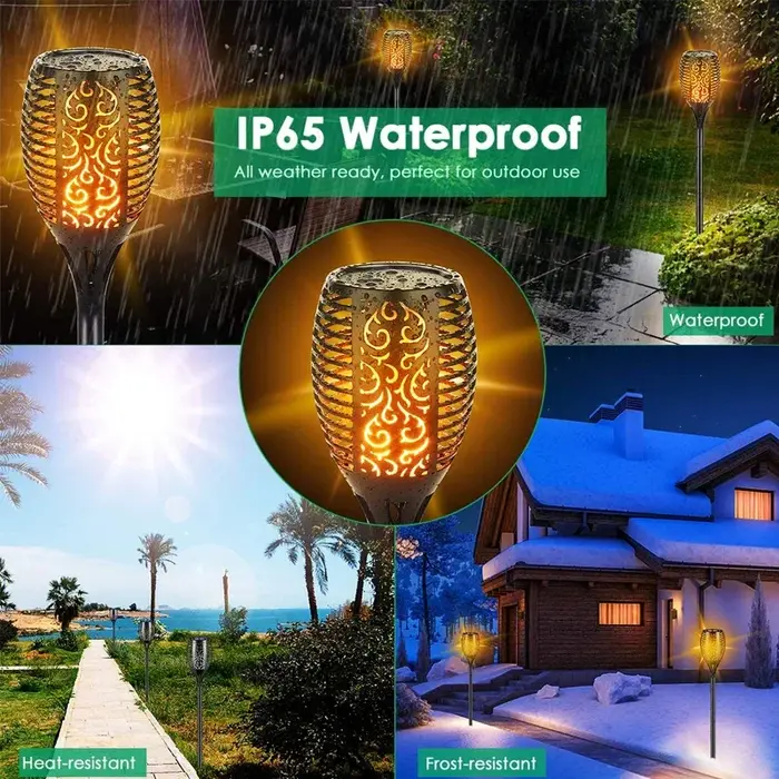 12/33/96LED s flamme solaire torche lumière scintillante étanche décoration de jardin extérieur pelouse chemin cour Patio lampadaire