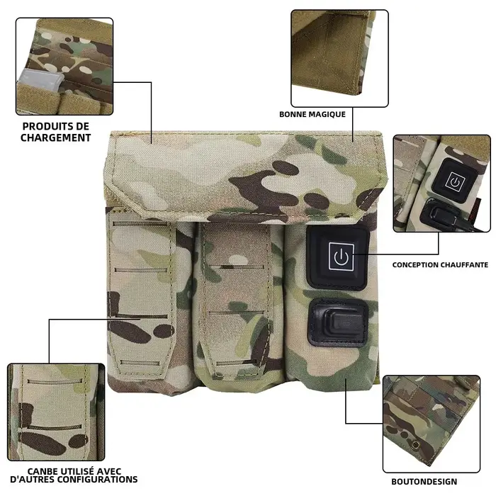 SINAIRSOFT 9mm tactique Triple pochette pour magazines fonction plus chaude étui pistolet USB puissance température régl