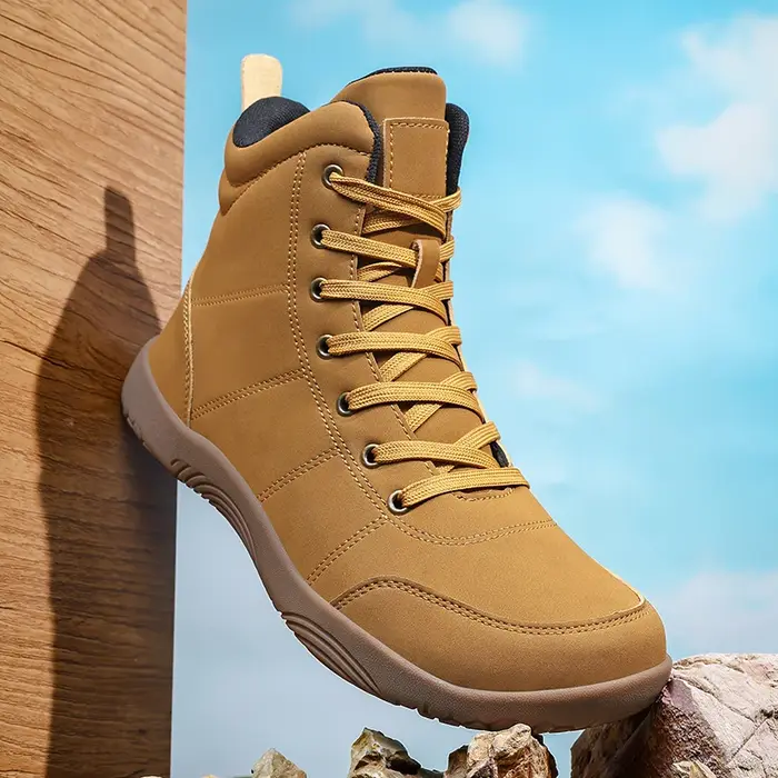 Bottes de randonnée minimalistes en cuir à bout large pour hommes
