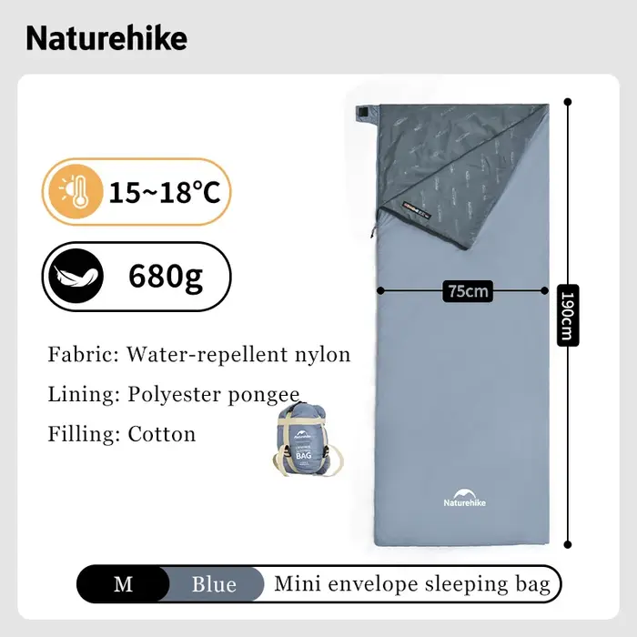Natureifa-Sac de couchage en coton épissure ultraléger, enveloppe chaude 3 saisons, sacs de couchage
