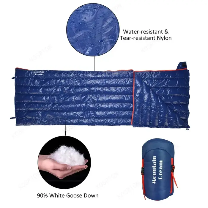 Sac de couchage de Camping en plein air 90% duvet d'oie adulte Type d'enveloppe ultraléger Portable sac