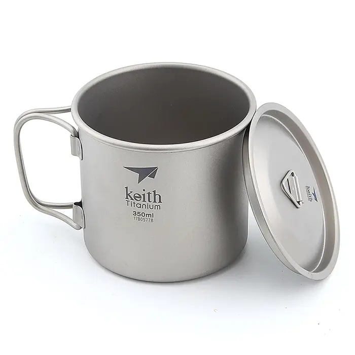 Pamono-Tasse de camping en titane avec poignée pliante, verres, tasse à eau, tasse à bière, tasse à