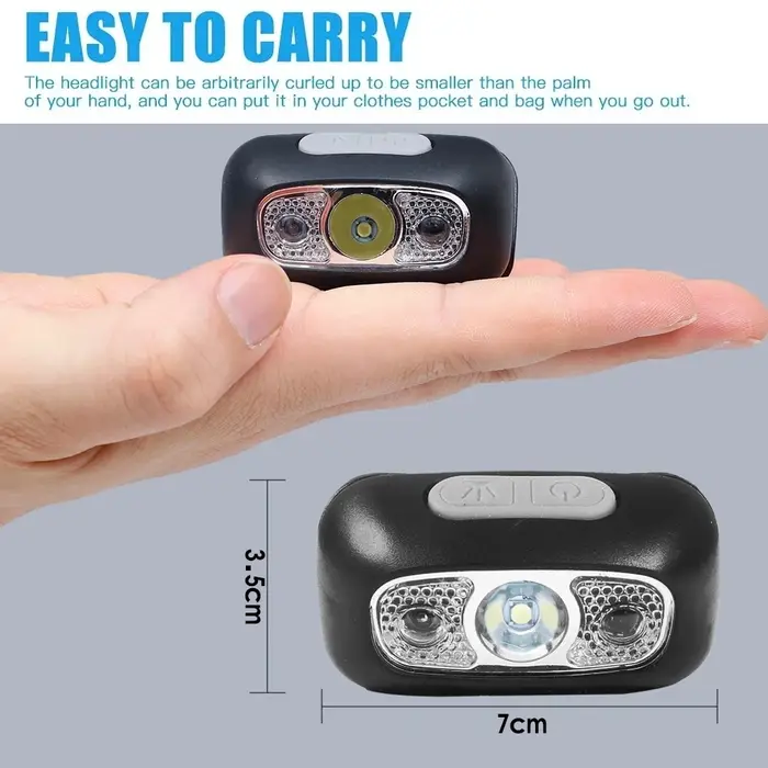 Mini lampe frontale Rechargeable USB avec capteur d'onde, lampe de poche d'éclairage extérieur pour 