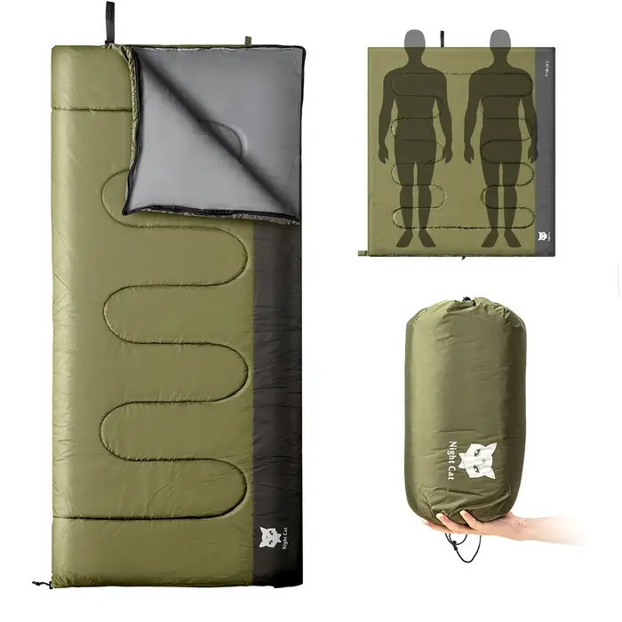 Sac de couchage Night Cat 3 saisons, léger, Double, couette de Camping en plein air, pour adultes, c