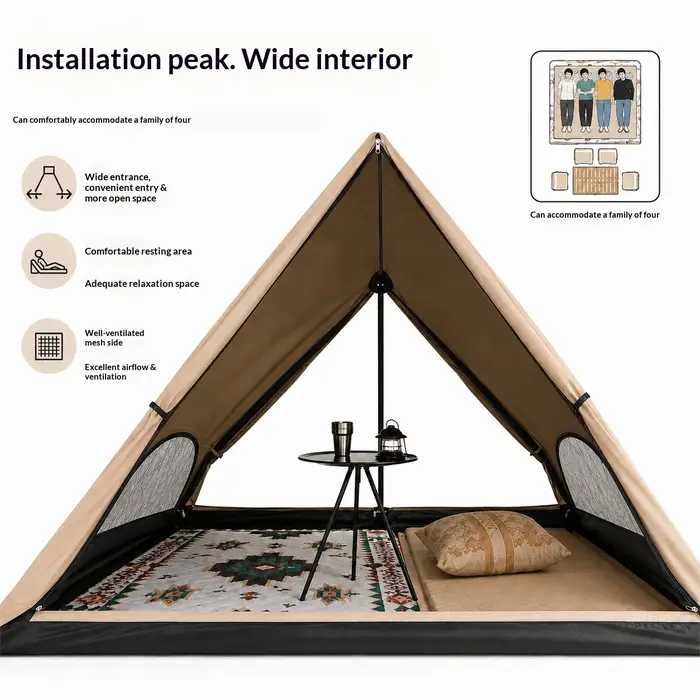 Tente triangulaire automatique, tente de camping d'extérieur qui se déplie en seulement 3 secondes. Imperméable et résistant aux UV.