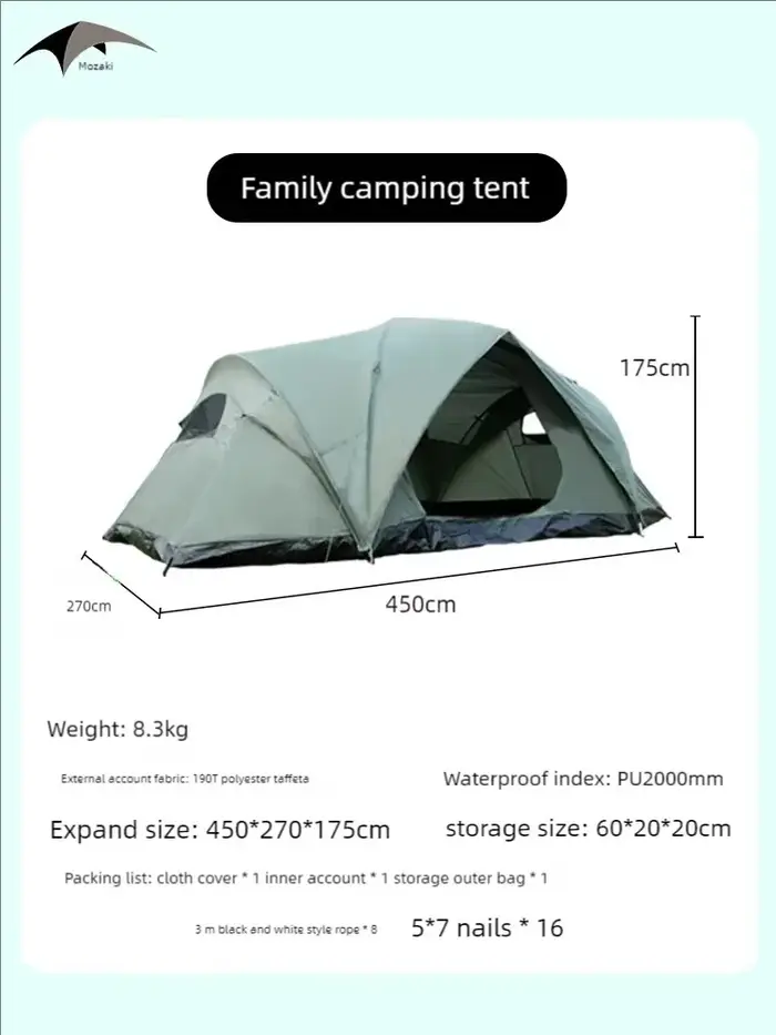 Tente de Camping en plein air imperméable pour 4 à 6 personnes, équipement de Camping Extra Large po