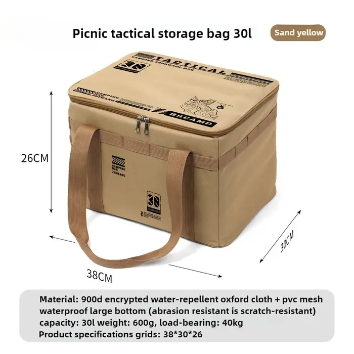Boîte de rangement pliante extérieure, boîte de rangement de camping pique-nique, vaisselle, ustensi