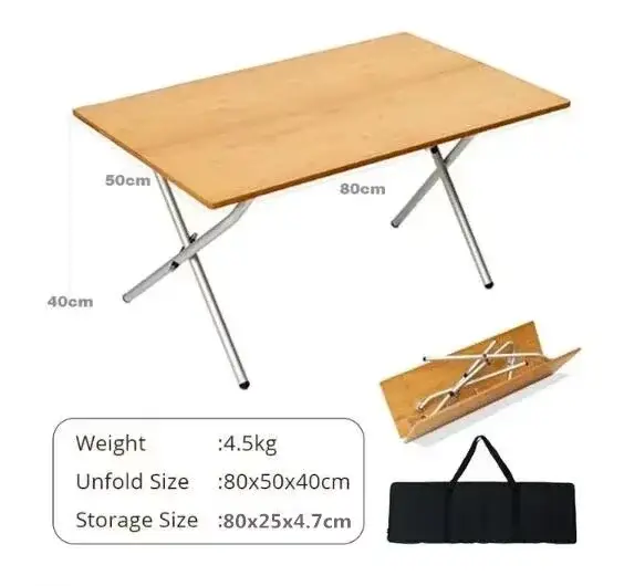 MOUNTAINHIKER Camping en plein air bambou 2/3 Table pliante Portable stockage rapide bureau pliant