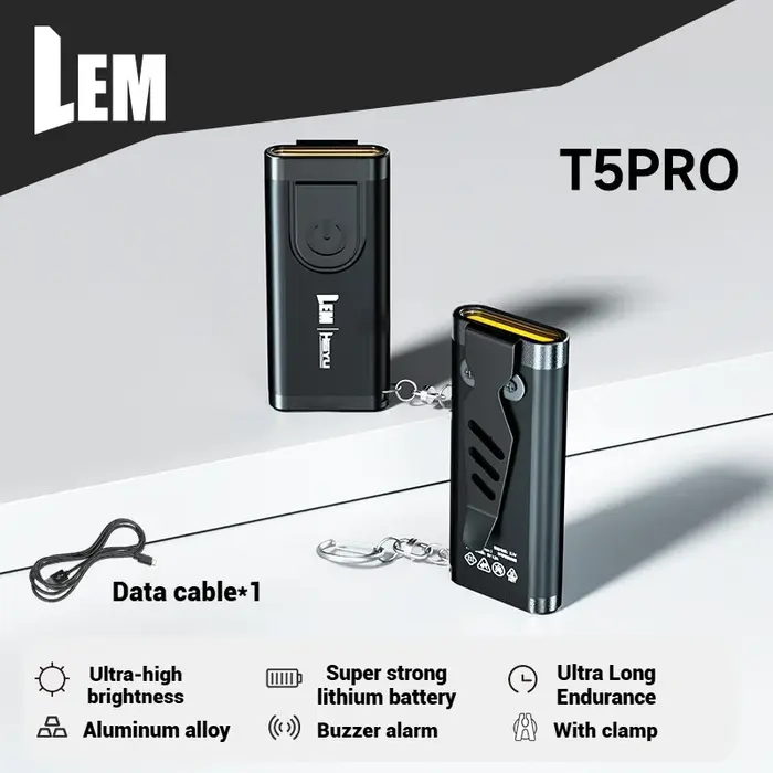 LEM lampe de poche LED extérieure multi-usage Portable Rechargeable léger 70LM 5W 4 Modes avec pince