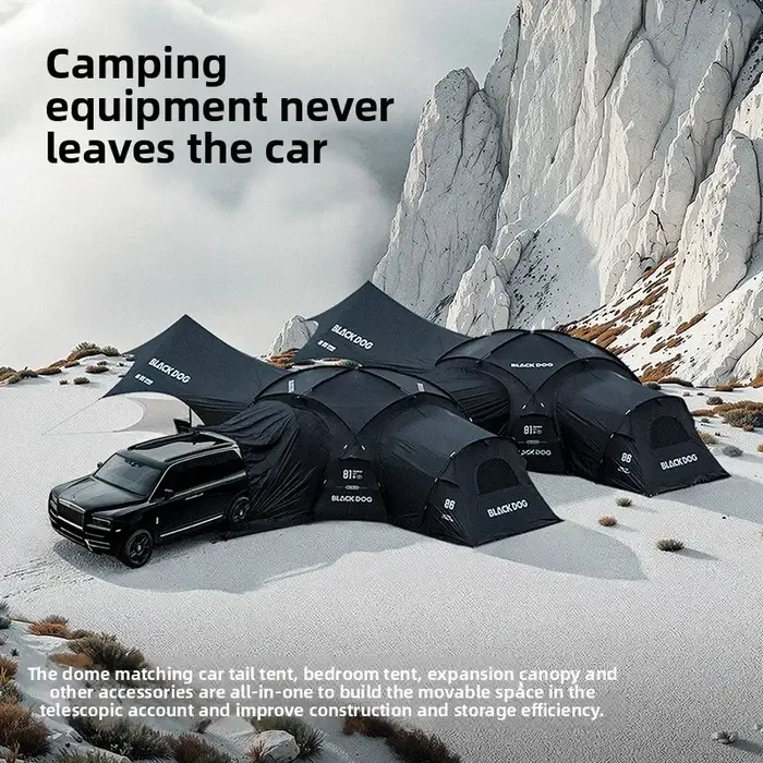 BLACK DOG Camping en plein air Camping étanche Portable tente familiale Expansion randonnée grande tente colle noire tente de luxe