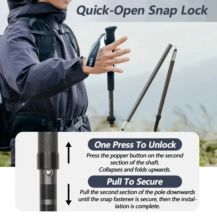 Naturehike – canne de randonnée pliante en aluminium et Fiber de carbone, ultralégère, 1 pièce, pour