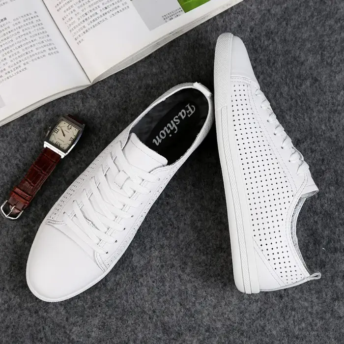 Chaussures pour hommes, chaussures de marche en plein air, à lacets, résistantes à l'usure, chaussures décontractées classiques en cuir, baskets d'été
